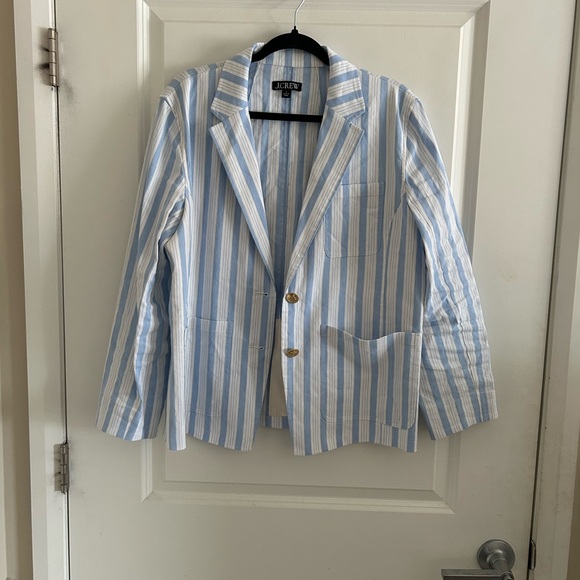 J. Crew Light Blue and White Striped Blazer - Picture 5 of 11